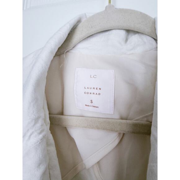 Lauren Conrad Linen Blazer Jacket Ivory Small Coastal Clean Career Fall Layer - Picture 4 of 8